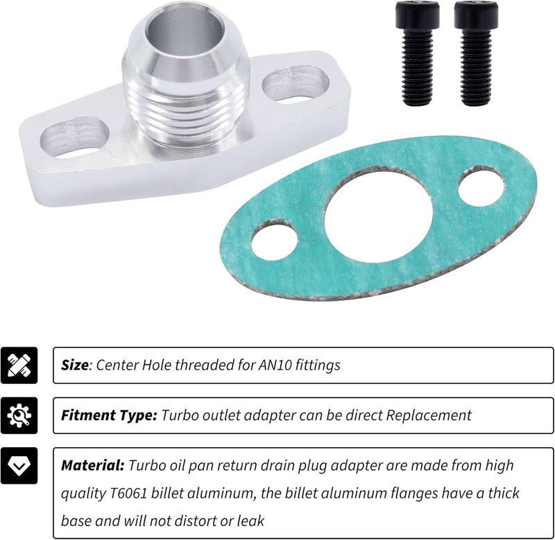 OXCANO RACING AN10 Turbo Oil Return Drain Flange Adapter Kit Compatible With Garrett GT28 GT30 GT35 T25 - Image 2